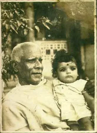 With grandfather as a child-family