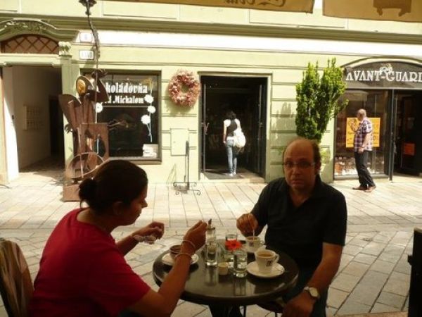 Having a cup of drinking chocolate in Slovakia