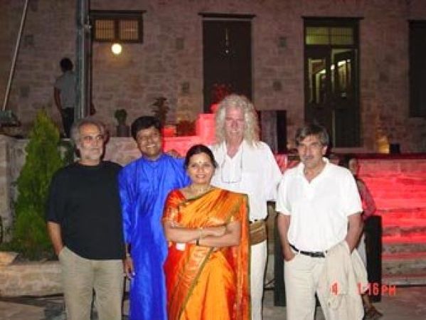 With Renowned Lyra Player Ross Daly and Late Pandit Subhankar Banerjee in Crete, Greece in 2003