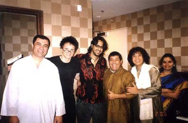 With Uzbek Frame Drummer Abbos Kossimov, Terry Bozzio, Salim Merchant, Giovanni Hidalgo, Ustad Zakir Hussain and Yours Truly in Singapore in 2006
